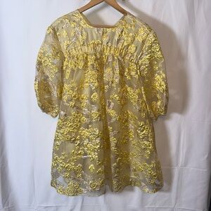 ASOS Yellow Floral Lace Dress – Statement Sheer Overlay